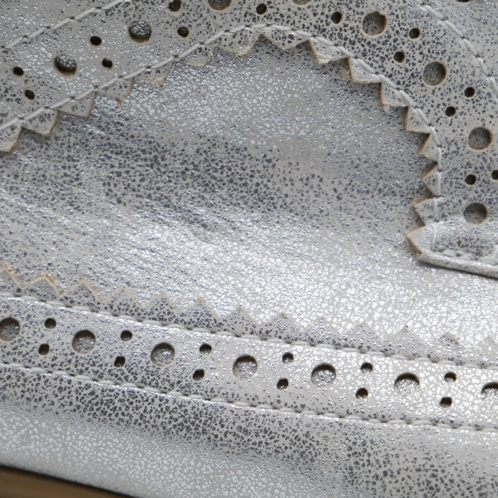 Seven Dials Bennett Silver Metallic Platform Wingtip Brogue Oxford Shoes 7.5M - Picture 12 of 12